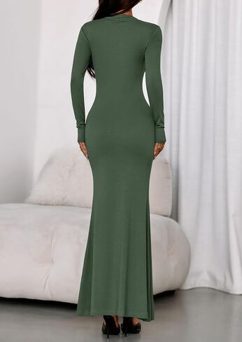 Prettygarden فساتين السقوط للنساء 2025 طويلة الأكمام bodycon الوهمية الرقبة ruched maxi كوكتيل الزفاف فستان الزفاف in Kuwait