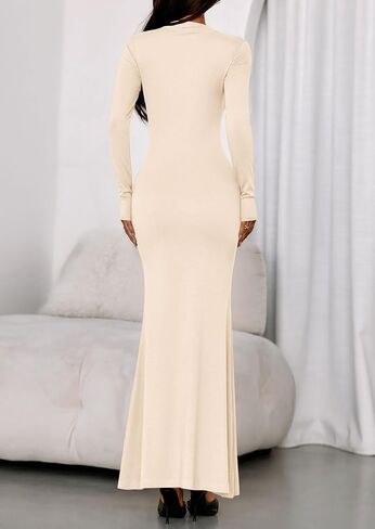 PRETTYGARDEN Fall Dresses for Women 2025 Long Sleeve Bodycon Mock Neck Ruched Maxi Formal Cocktail Wedding Guest Dress in Saudi Arabia