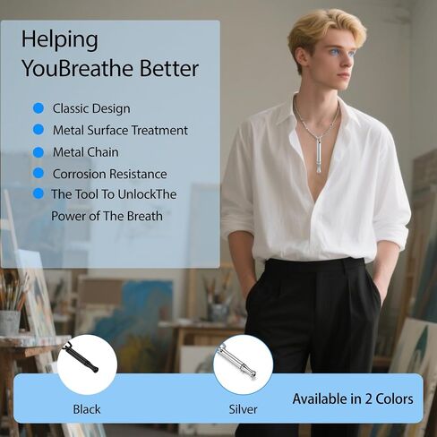 2Pcs Breathing Necklace for Anxiety & Stress Relief, Mindfulness & Quit Smoking Aid, Stainless Steel Breathe Necklace for Adults Teens Women Men (Silver/Colorful) in Saudi Arabia