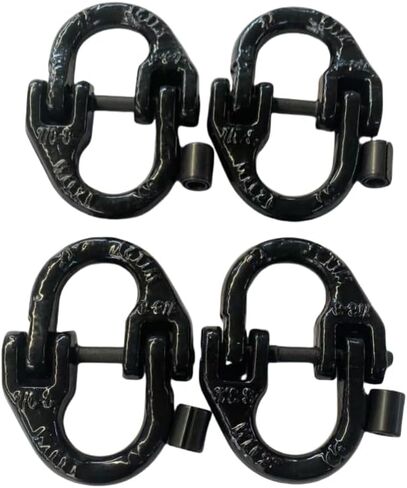 3/8" Trailer Safety Chain Connector Link Tow Hitch Chain Connecting Hammerlock Coupling Link Towing Lifting Trucks Accessories 4pack G80 Alloy Steel 7100 lbs Working Load Limit Black Painted in Saudi Arabia