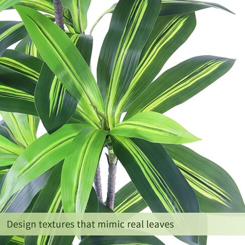 Artificial Dracaena Tree 5FT - Fake Plants Tree with White Planter - Faux Yucca Tree Tall with Lifelike Trunk and Leaves in Pot - Dracaena Artificial Plant for Home Office Living Room Decor in Saudi Arabia
