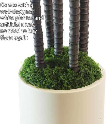 Artificial Dracaena Tree 5FT - Fake Plants Tree with White Planter - Faux Yucca Tree Tall with Lifelike Trunk and Leaves in Pot - Dracaena Artificial Plant for Home Office Living Room Decor in Saudi Arabia