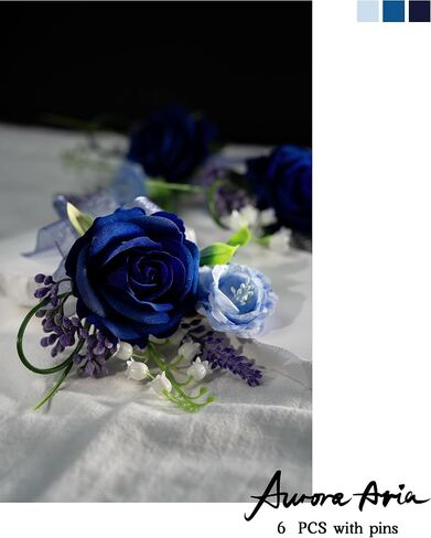 Auroraaria Dusty Rose Boutonniere للرجال ، مجموعة من 6 ، Groom Boutonniere لحفل الزفاف ، الذكرى السنوية ، العودة للوطن ، حفل عشاء رسمي ، ديكور الزفاف ، روز المتربة الاصطناعية in Kuwait