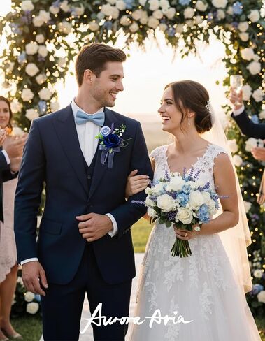 Auroraaria Dusty Rose Boutonniere للرجال ، مجموعة من 6 ، Groom Boutonniere لحفل الزفاف ، الذكرى السنوية ، العودة للوطن ، حفل عشاء رسمي ، ديكور الزفاف ، روز المتربة الاصطناعية in Kuwait