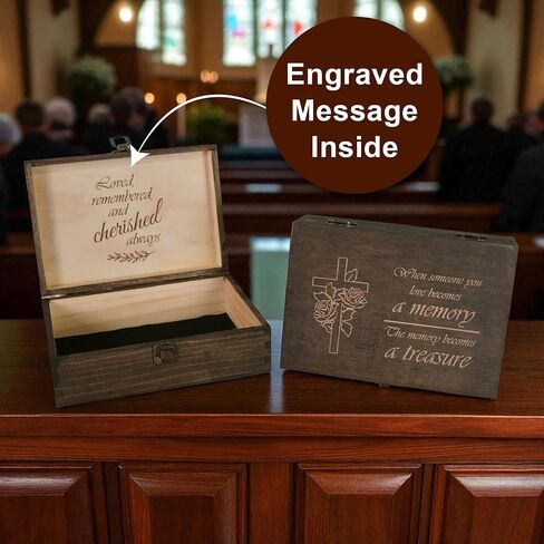 صندوق ذاكرة المعمودية المحفورة - صندوق تذكار خشبي للهدايا التعميد أو تفاني الطفل أو الشركة الأولى - متوسطة الحجم - الانتهاء من الجوز المظلم - 8.5 × 6 × 3 في in Kuwait