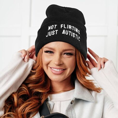Funny Winter Knit Beanie Hats with Embroided Text and Pattern Design, Perfect Halloween for Men Women Teens in Saudi Arabia