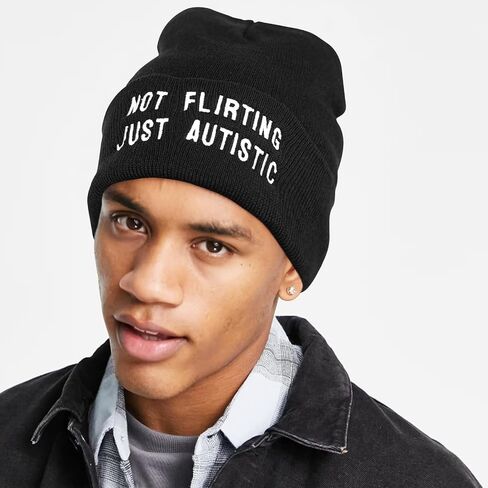Funny Winter Knit Beanie Hats with Embroided Text and Pattern Design, Perfect Halloween for Men Women Teens in Saudi Arabia