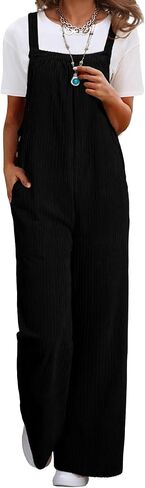 Happy Sailed Womens Corduroy Overalls Winter Fall Casual Sleeveless Adjustable Strap Wide Leg Long Pants Rompers in Saudi Arabia