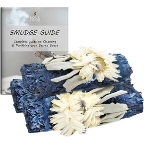 Soul Sticks 3 Pack Floral White Sage Smudge Backs مع الزهور لتطهير المنزل والتأمل واليوغا والشفاء والتلطيخ ، وكاليفورنيا من مصادر مستدامة (Terra) in Kuwait