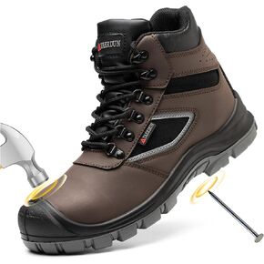 أحذية أصابع القدم الصلب للرجال مقاوم للماء أحذية سلامة العمل غير القابلة للانزلاق راحة خفيفة الوزن ، أحذية صناعية وبناء ، أحذية لحام غير قابلة للتدمير ، أسود ، 10.5 in Kuwait