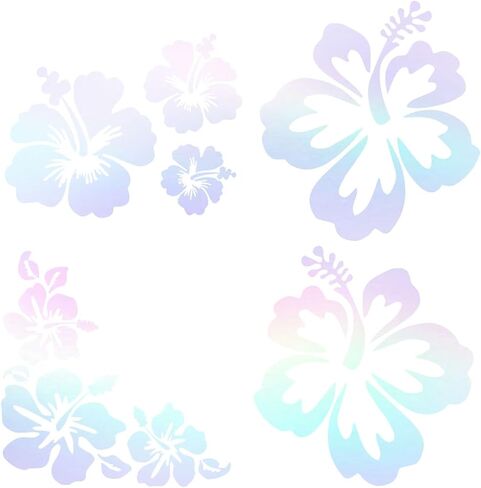 Hawaiian Hibiscus Flower Car Decal Sticker, Waterproof PET Decal, Car Bumper Sticker, Automotive Exterior Decoration Sticker Decal for Car, Truck, SUV, Door, Wall, Laptop (White, Small) in Saudi Arabia