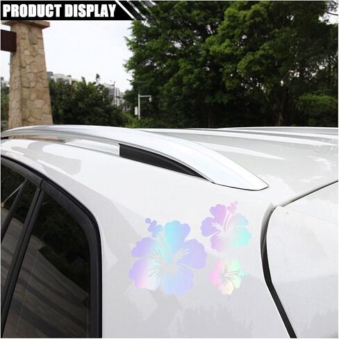 Hawaiian Hibiscus Flower Car Decal Sticker, Waterproof PET Decal, Car Bumper Sticker, Automotive Exterior Decoration Sticker Decal for Car, Truck, SUV, Door, Wall, Laptop (White, Small) in Saudi Arabia