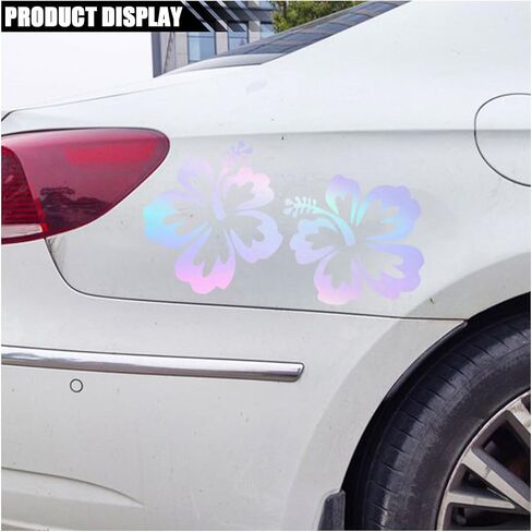 Hawaiian Hibiscus Flower Car Decal Sticker, Waterproof PET Decal, Car Bumper Sticker, Automotive Exterior Decoration Sticker Decal for Car, Truck, SUV, Door, Wall, Laptop (White, Small) in Saudi Arabia