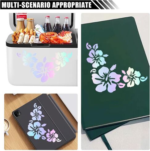 Hawaiian Hibiscus Flower Car Decal Sticker, Waterproof PET Decal, Car Bumper Sticker, Automotive Exterior Decoration Sticker Decal for Car, Truck, SUV, Door, Wall, Laptop (White, Small) in Saudi Arabia