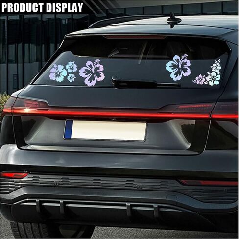 Hawaiian Hibiscus Flower Car Decal Sticker, Waterproof PET Decal, Car Bumper Sticker, Automotive Exterior Decoration Sticker Decal for Car, Truck, SUV, Door, Wall, Laptop (White, Small) in Saudi Arabia