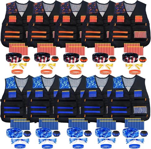 Tactical Vest Kit for Kids, Compatible with Nerf – Includes Vest, 2 Pack Toy Guns, 30 Foam Darts, Goggles, Wristbands, Skull Mask – Great Birthday Gift for Boys and Girls in Saudi Arabia