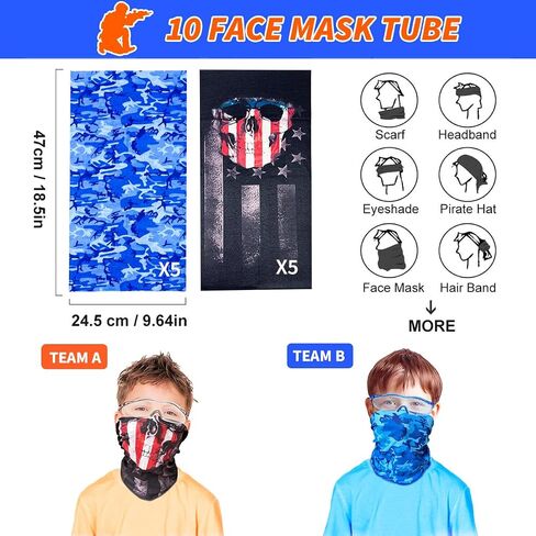 Tactical Vest Kit for Kids, Compatible with Nerf – Includes Vest, 2 Pack Toy Guns, 30 Foam Darts, Goggles, Wristbands, Skull Mask – Great Birthday Gift for Boys and Girls in Saudi Arabia