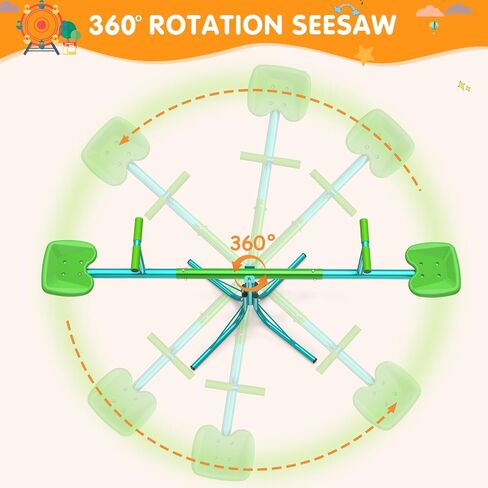Teeter Totter for Kids, Sit and Spin Seesaw for Toddlers Age 3-9, Heavy Duty 2025 Upgraded Model for Indoor and Outdoor, 360 Degree Rotation Seesaw, Outside Toys, Safety Certified in Saudi Arabia