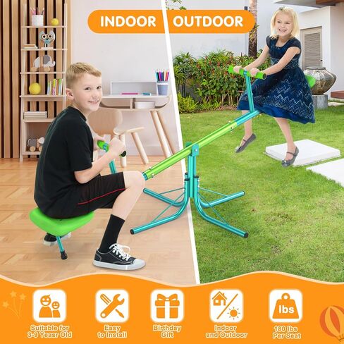 Teeter Totter for Kids, Sit and Spin Seesaw for Toddlers Age 3-9, Heavy Duty 2025 Upgraded Model for Indoor and Outdoor, 360 Degree Rotation Seesaw, Outside Toys, Safety Certified in Saudi Arabia