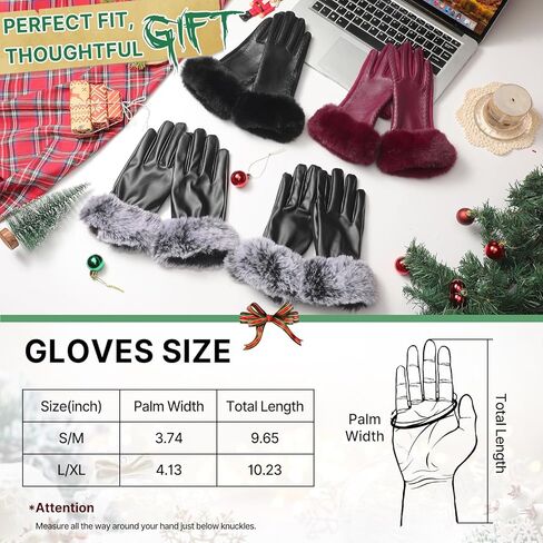 Leather Gloves for Women - Womens Black Leather Winter Gloves, Touchscreen Texting Driving Gloves Women, Warm Fleece Lined Winter Gloves for Women, Thermal Womens Gloves for Cold Weather in Kuwait