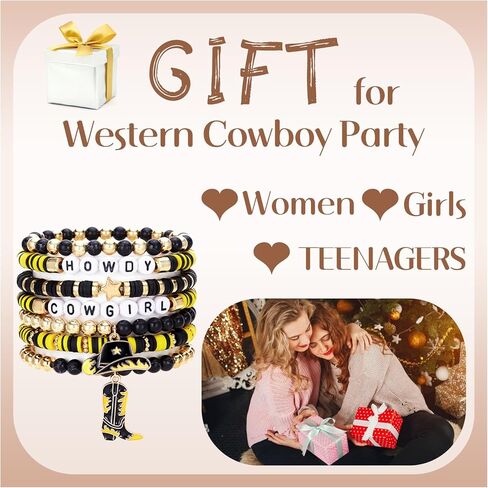 Western Beaded Stretch Bracelets for Women, Cowgirl Hat Boot Boho Stackable Bracelets Set, Bohemian Accessories Western Jewelry for Women Cowboy Carter Outfit in Kuwait