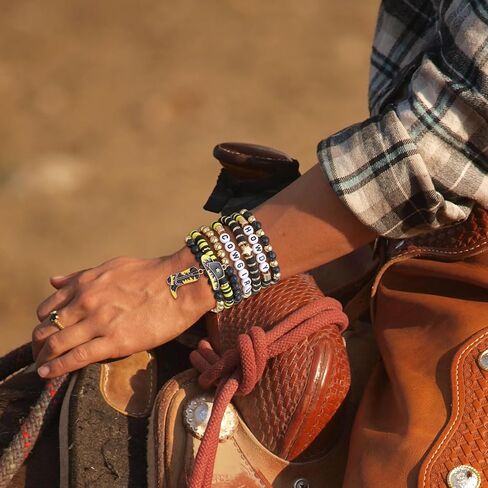 Western Beaded Stretch Bracelets for Women, Cowgirl Hat Boot Boho Stackable Bracelets Set, Bohemian Accessories Western Jewelry for Women Cowboy Carter Outfit in Kuwait