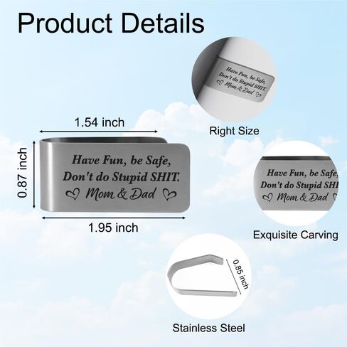 XQLZY Drive Safe Handsome I Love You Engraved Stainless Steel Car Visor Clip, New Driver Gifts, Funny Father's Day Birthday Anniversary Car Accessories for Couple Husband Dad Men, Drive Safe Gifts in Saudi Arabia