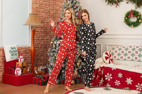 Marvmys Womens Long Sleeve Pajama Sets 2 Pack Pajamas Tops and Pants Pj Sets Printed Pjs Sleepwear with pockets S-3XL in Saudi Arabia