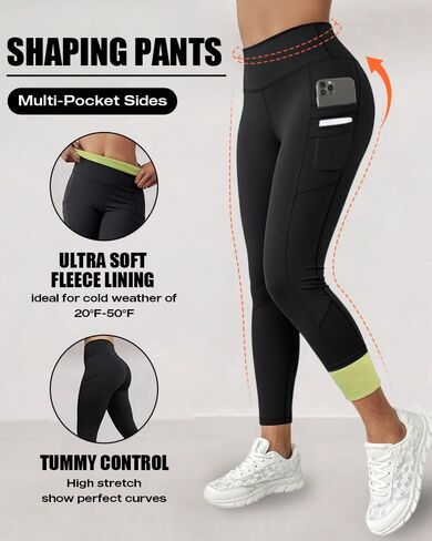CHICME Fleece Lined Leggings Women 2025 Tummy Control Thermal Warm High Waisted Winter Yoga Pants with Pockets in Saudi Arabia