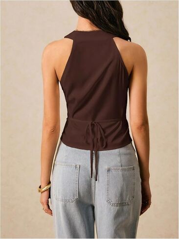 Makemechic Wild’s Wrap v Neck Bluest Siysless Back Back Old Money Shirt Selegant Office Shirt in Saudi Arabia