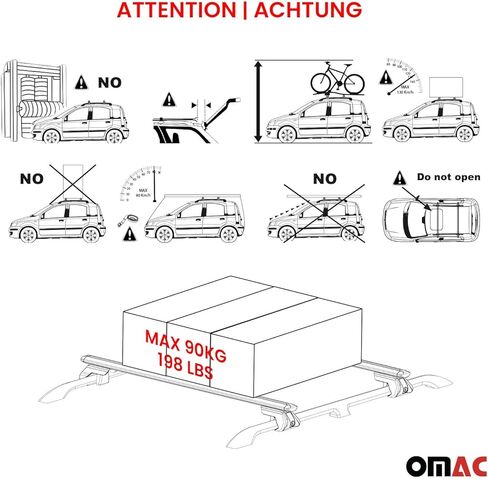 Omac Roof Rack Cross Bars حامل أمتعة لفولفو XC90 2002-2014 ALU Silver 2PCS in Saudi Arabia