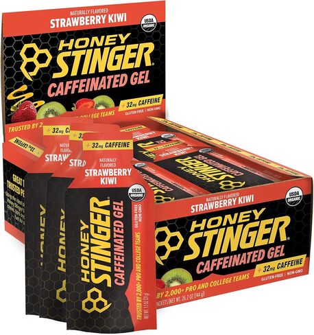 Honey Stinger Organic Salted Caramel Energy Gel, Caffeinated & Gluten Free, for Exercise, Running and Performance, Sports Nutrition for Home & Gym, Pre and Mid Workout, 12 Pack, 13.2 Ounce in Saudi Arabia