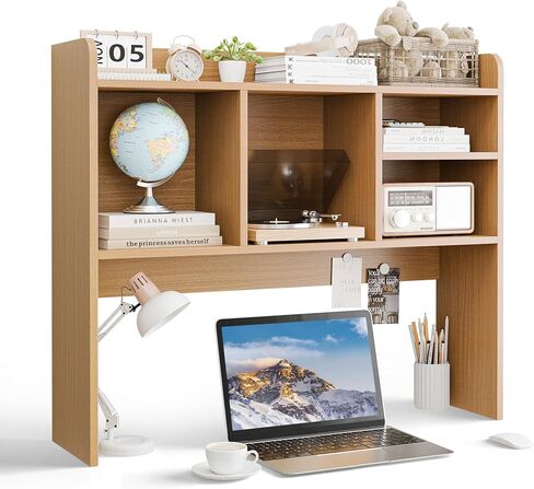 Super Deal Desktop Reshelfl ، قفص تخزين كونترتوب مع 4 أرفف لمكتب الكمبيوتر ، رف عرض ثنائي الطبقات ، منظم تخزين المكتب الخشبي متعدد الأغراض للمكتب المنزلي ، أبيض in Kuwait