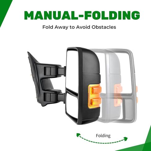 PZ TOWING MIRROR Left & Right PAIR SET For 99-07 F250/F350/F450/F550 Super Duty,01-05 Excursion Power Heated with Arrow Light,Smoke Signal Lamp,Extendable Side Mirrors Driver Passenger in Kuwait