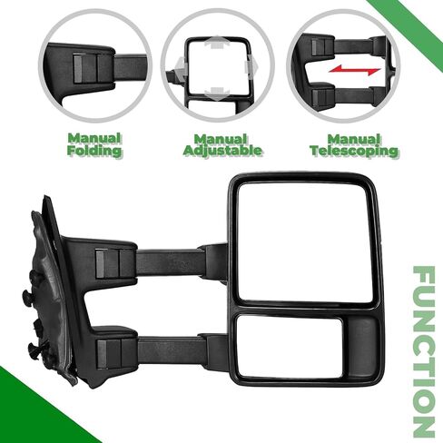 PZ TOWING MIRROR Left & Right PAIR SET For 99-07 F250/F350/F450/F550 Super Duty,01-05 Excursion Power Heated with Arrow Light,Smoke Signal Lamp,Extendable Side Mirrors Driver Passenger in Kuwait