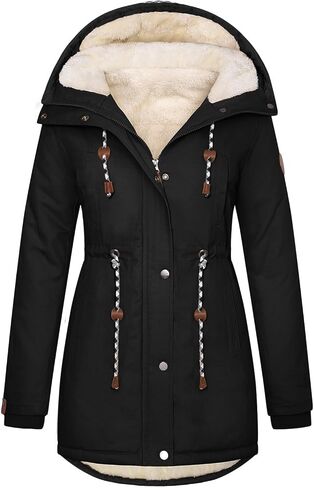 صوف المرأة المبطن معطف شتاء معطف دافئ شيربا باركا السترات باركت غير رسمية غامضة ملابس خارجية مع غطاء محرك السيارة in Kuwait