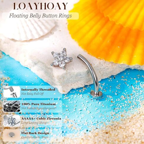 14G G23 Titanium Floating Belly Button Rings for Women Petite Flat Back CZ Belly Rings Small Opal Curved Navel Rings Internally Threaded Hypoallergenic Belly Piercing 8-14mm in Kuwait