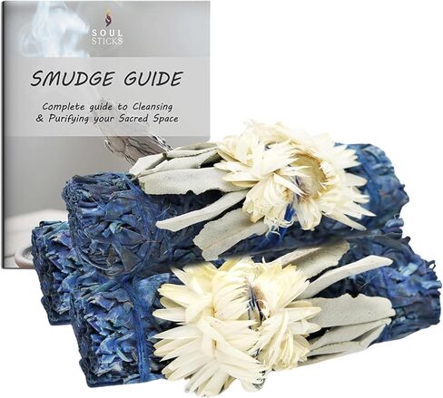 Soul Sticks 3 Pack Floral White Sage Smudge Backs مع الزهور لتطهير المنزل والتأمل واليوغا والشفاء والتلطيخ ، وكاليفورنيا من مصادر مستدامة (Terra) in Kuwait