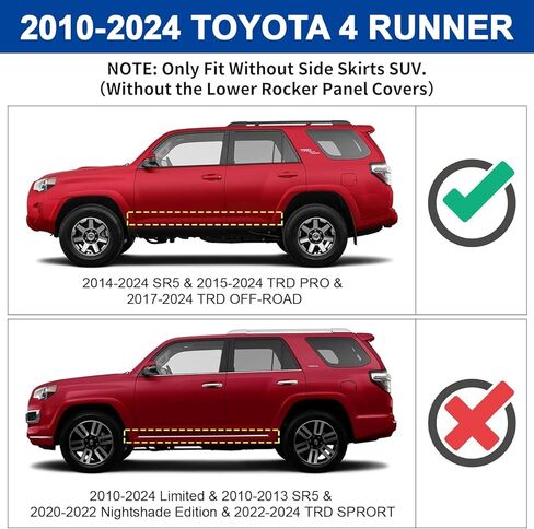 Running Boards Compatible with 2025 2026 Toyota 4Runner(Without Side Skirts). Dual-Stage Textured Black Powder Coated, 4Runner Step Bars Side Step Nerf Bars Made with Carbon Steel. in Kuwait