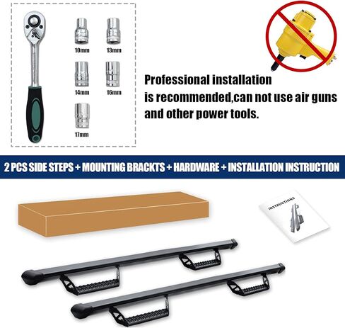 Running Boards Compatible with 2025 2026 Toyota 4Runner(Without Side Skirts). Dual-Stage Textured Black Powder Coated, 4Runner Step Bars Side Step Nerf Bars Made with Carbon Steel. in Kuwait