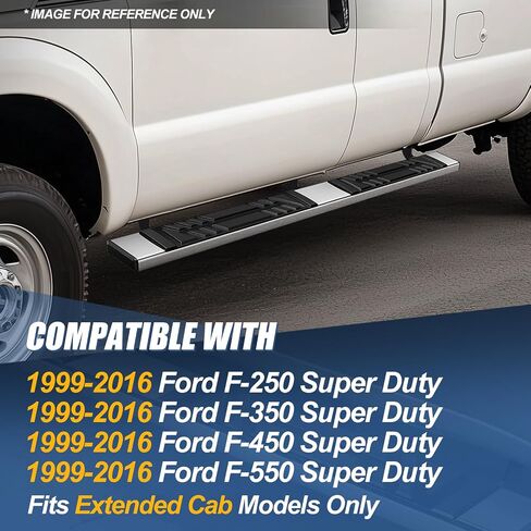 Auto Dynasty Running Boards Compatible with 1999-2016 Ford F250 F350 F450 F550 Super Duty Extended Cab, Stainless Steel Side Steps Nerf Bar, 5 Inches Step Bars, Polished Chrome in Saudi Arabia