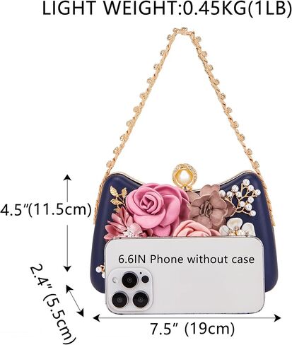 Milisente Clutch Purses For Women Unique Floral Pearl Evening Bag With Crystal Top Handle For Formal Wedding Dressy in Saudi Arabia