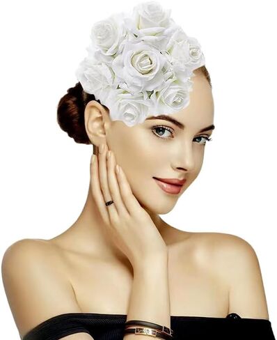 Specell Red Rose Headband for Women, Fascinators for Women Derby, Rose Fascinator hat in Saudi Arabia