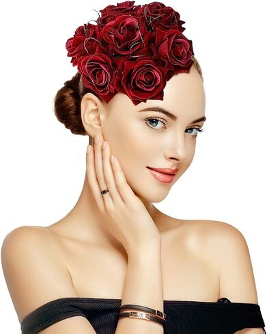 Specell Red Rose Headband for Women, Fascinators for Women Derby, Rose Fascinator hat in Saudi Arabia