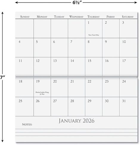 2026 Paradise Tropical Planner Pocket Calendar & Memo Pad, 3.5-Inch x 6.5-Inch Size Closed, Bookstore-Quality Monthly Floral Purse Calendars With 30 Note Pages for Kitchen & Office in Saudi Arabia