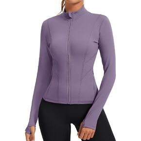 Rapbin Women's Slim Fit Workout Jackets Full Zip Long Sleeve Running Athletic Tops Yoga Shirts with Thumb Holes in Kuwait