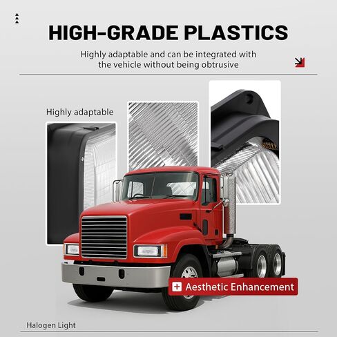 المصابيح الأمامية Hecasa LED LED متوافقة مع 1990-2017 Mack CH613 SFA Hood Truck Set Set Set Set Set Set Set Set & Passenger W/Plubs Clear & Amber Lens Present in Saudi Arabia