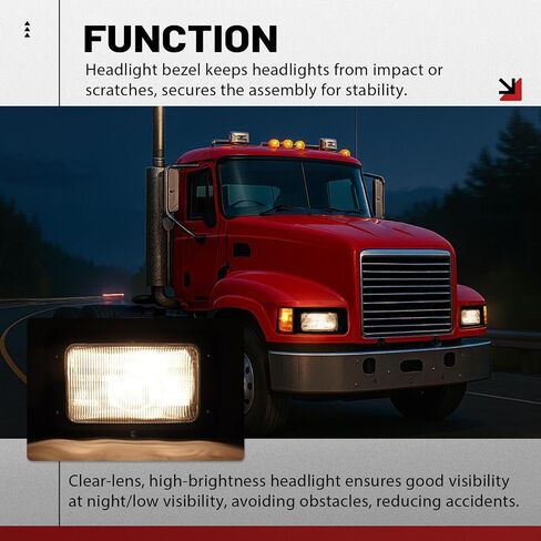 المصابيح الأمامية Hecasa LED LED متوافقة مع 1990-2017 Mack CH613 SFA Hood Truck Set Set Set Set Set Set Set Set & Passenger W/Plubs Clear & Amber Lens Present in Saudi Arabia