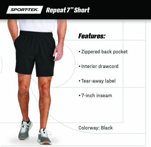 Sport-Tek للجنسين تكرار 7 قصيرة | شورتات صالة رياضية خفيفة الوزن 3.5 بوصة للرجال والنساء ، وتلائم رياضي مع حزام متماسك التماسك in Saudi Arabia