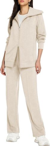 Women's 2 Piece Sweatsuit Sets Lounge Outfits Long Sleeve Double Zipper Sweatshirt Track Pants Casual Tracksuit in Saudi Arabia